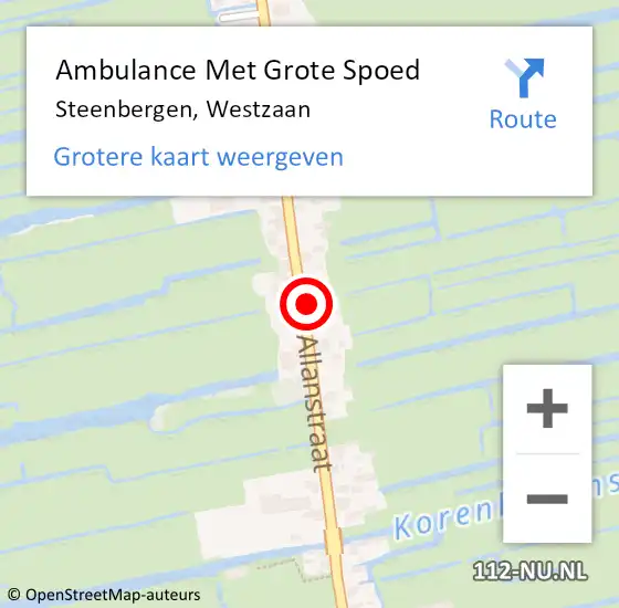 Locatie op kaart van de 112 melding: Ambulance Met Grote Spoed Naar Steenbergen, Westzaan op 11 maart 2019 08:12