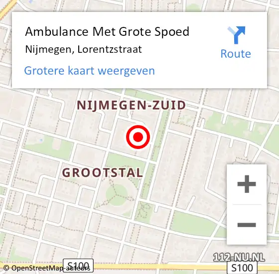 Locatie op kaart van de 112 melding: Ambulance Met Grote Spoed Naar Nijmegen, Lorentzstraat op 11 maart 2019 08:33