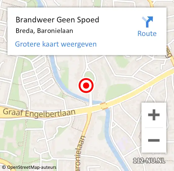 Locatie op kaart van de 112 melding: Brandweer Geen Spoed Naar Breda, Baronielaan op 11 maart 2019 08:34