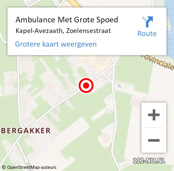 Locatie op kaart van de 112 melding: Ambulance Met Grote Spoed Naar Kapel-Avezaath, Zoelensestraat op 11 maart 2019 09:49