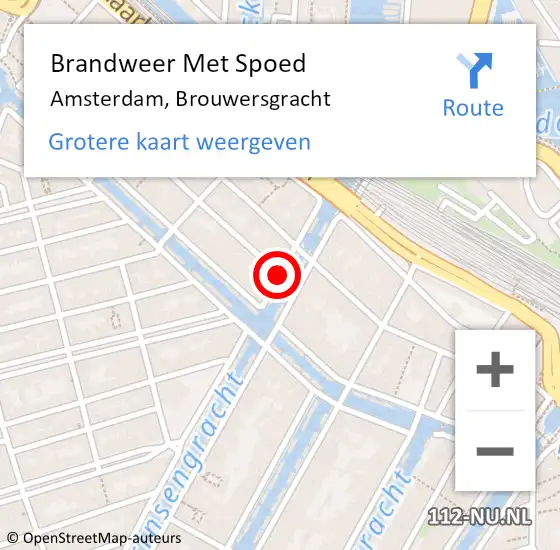 Locatie op kaart van de 112 melding: Brandweer Met Spoed Naar Amsterdam, Brouwersgracht op 11 maart 2019 11:43