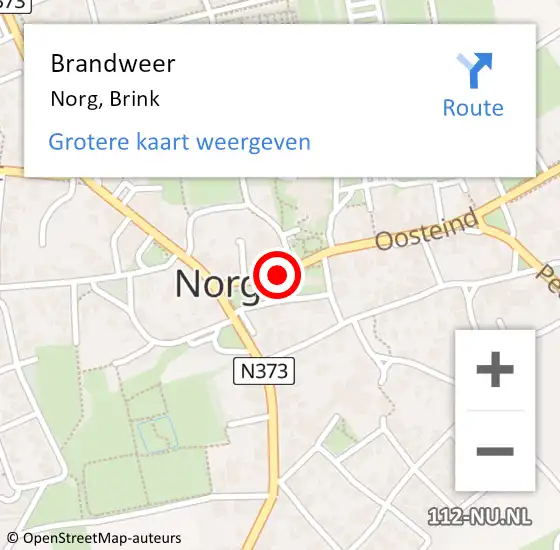 Locatie op kaart van de 112 melding: Brandweer Norg, Brink op 11 maart 2019 13:16