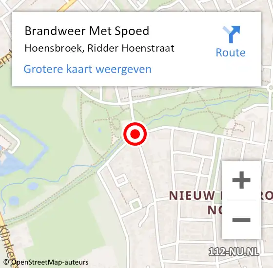 Locatie op kaart van de 112 melding: Brandweer Met Spoed Naar Hoensbroek, Ridder Hoenstraat op 11 maart 2019 14:21