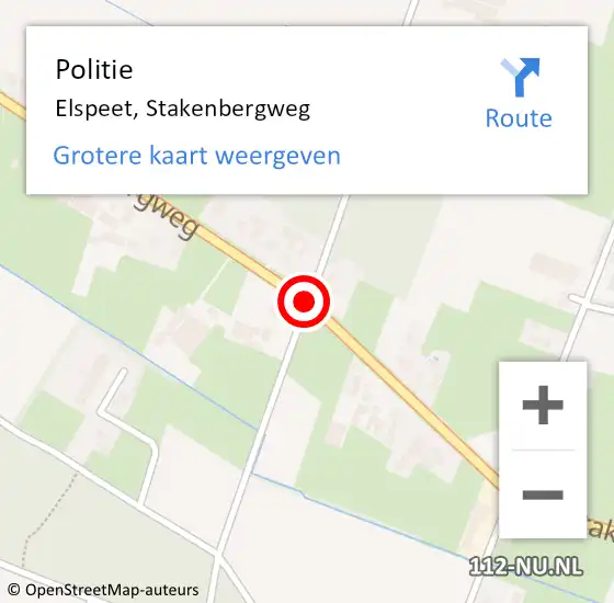 Locatie op kaart van de 112 melding: Politie Elspeet, Stakenbergweg op 11 maart 2019 16:26