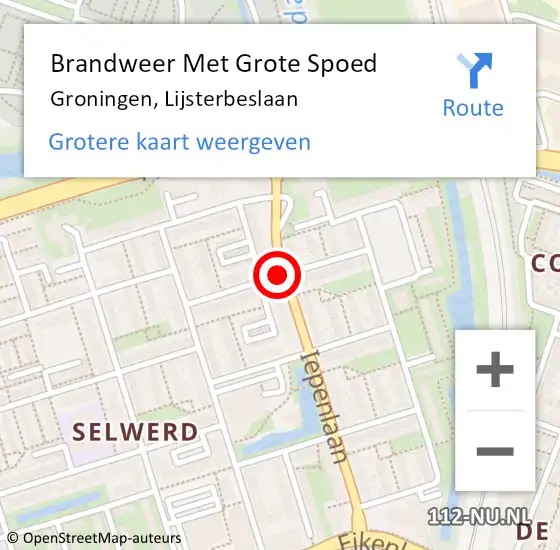 Locatie op kaart van de 112 melding: Brandweer Met Grote Spoed Naar Groningen, Lijsterbeslaan op 11 maart 2019 17:24