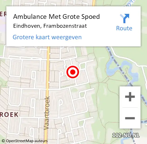 Locatie op kaart van de 112 melding: Ambulance Met Grote Spoed Naar Eindhoven, Frambozenstraat op 11 maart 2019 18:07