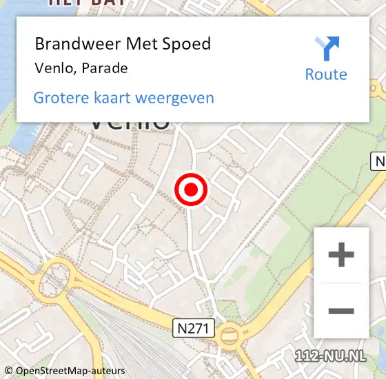 Locatie op kaart van de 112 melding: Brandweer Met Spoed Naar Venlo, Parade op 11 maart 2019 18:47