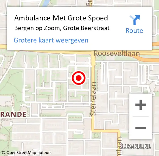 Locatie op kaart van de 112 melding: Ambulance Met Grote Spoed Naar Bergen op Zoom, Grote Beerstraat op 11 maart 2019 19:43