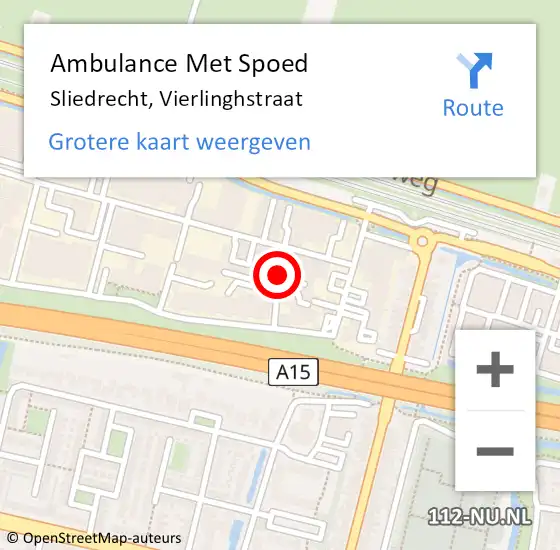 Locatie op kaart van de 112 melding: Ambulance Met Spoed Naar Sliedrecht, Vierlinghstraat op 11 maart 2019 23:21
