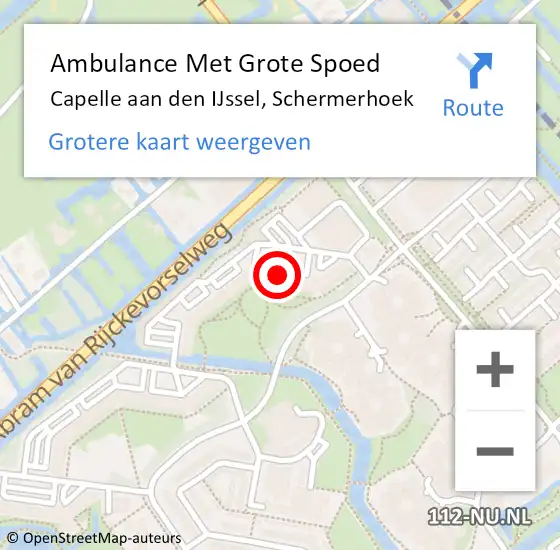 Locatie op kaart van de 112 melding: Ambulance Met Grote Spoed Naar Capelle aan den IJssel, Schermerhoek op 11 maart 2019 23:47