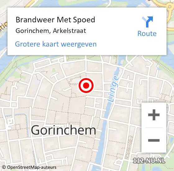 Locatie op kaart van de 112 melding: Brandweer Met Spoed Naar Gorinchem, Arkelstraat op 12 maart 2019 15:17