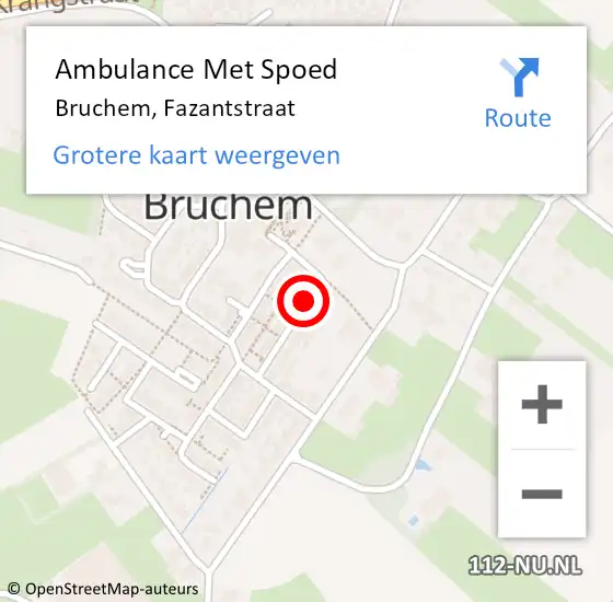 Locatie op kaart van de 112 melding: Ambulance Met Spoed Naar Bruchem, Fazantstraat op 13 maart 2019 05:16