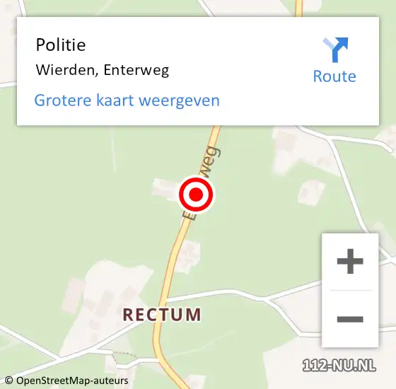 Locatie op kaart van de 112 melding: Politie Wierden, Enterweg op 13 maart 2019 06:48