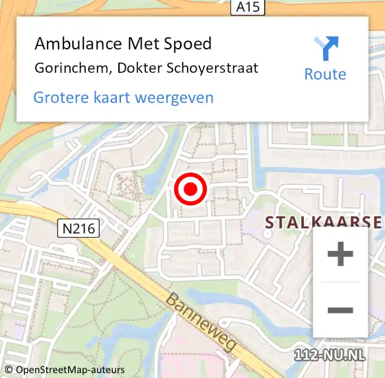 Locatie op kaart van de 112 melding: Ambulance Met Spoed Naar Gorinchem, Dokter Schoyerstraat op 13 maart 2019 08:16