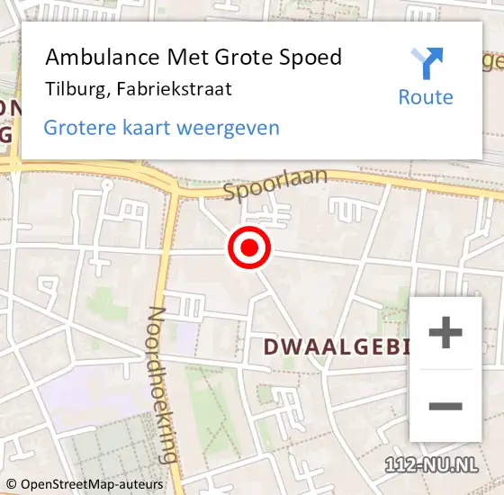 Locatie op kaart van de 112 melding: Ambulance Met Grote Spoed Naar Tilburg, Fabriekstraat op 13 maart 2019 09:32