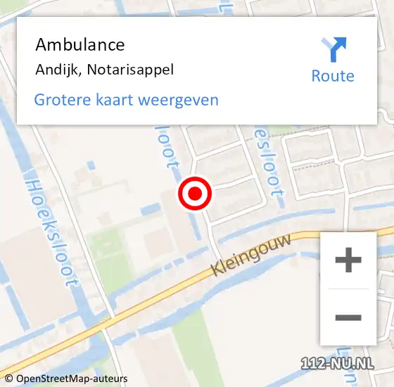 Locatie op kaart van de 112 melding: Ambulance Andijk, Notarisappel op 13 maart 2019 13:18