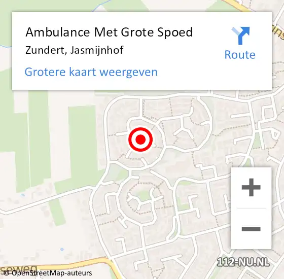 Locatie op kaart van de 112 melding: Ambulance Met Grote Spoed Naar Zundert, Jasmijnhof op 13 maart 2019 22:58