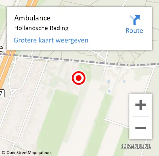 Locatie op kaart van de 112 melding: Ambulance Hollandsche Rading op 14 maart 2019 08:05