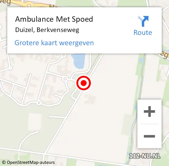 Locatie op kaart van de 112 melding: Ambulance Met Spoed Naar Duizel, Berkvenseweg op 14 maart 2019 11:52