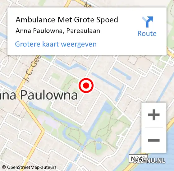 Locatie op kaart van de 112 melding: Ambulance Met Grote Spoed Naar Anna Paulowna, Pareaulaan op 14 maart 2019 12:00