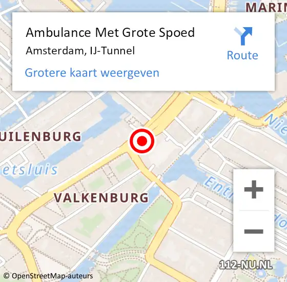 Locatie op kaart van de 112 melding: Ambulance Met Grote Spoed Naar Amsterdam, Ij-Tunnel op 14 maart 2019 13:01