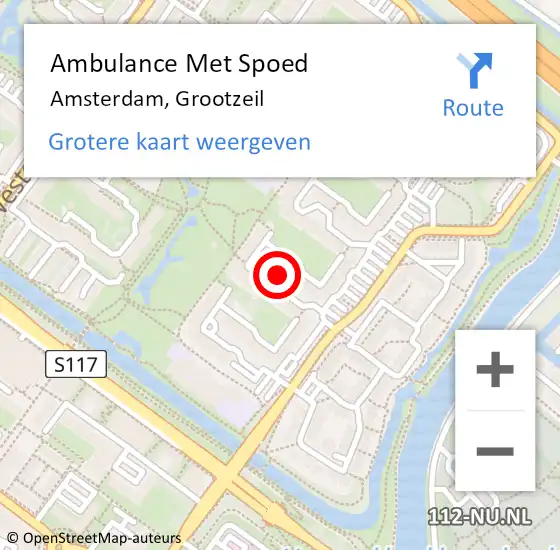 Locatie op kaart van de 112 melding: Ambulance Met Spoed Naar Amsterdam, Grootzeil op 14 maart 2019 15:40