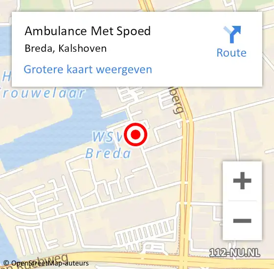 Locatie op kaart van de 112 melding: Ambulance Met Spoed Naar Breda, Kalshoven op 14 maart 2019 18:05