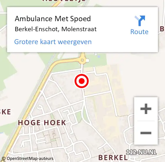 Locatie op kaart van de 112 melding: Ambulance Met Spoed Naar Berkel-Enschot, Molenstraat op 14 maart 2019 18:25