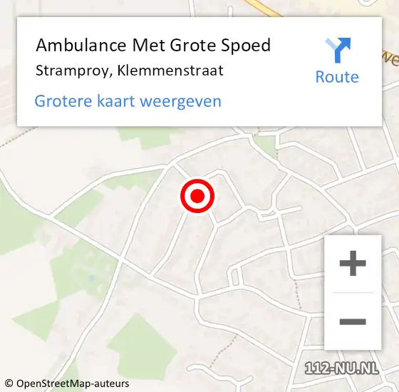 Locatie op kaart van de 112 melding: Ambulance Met Grote Spoed Naar Stramproy, Klemmenstraat op 14 maart 2019 22:12