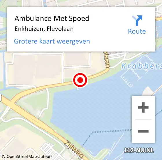 Locatie op kaart van de 112 melding: Ambulance Met Spoed Naar Enkhuizen, Flevolaan op 15 maart 2019 00:24