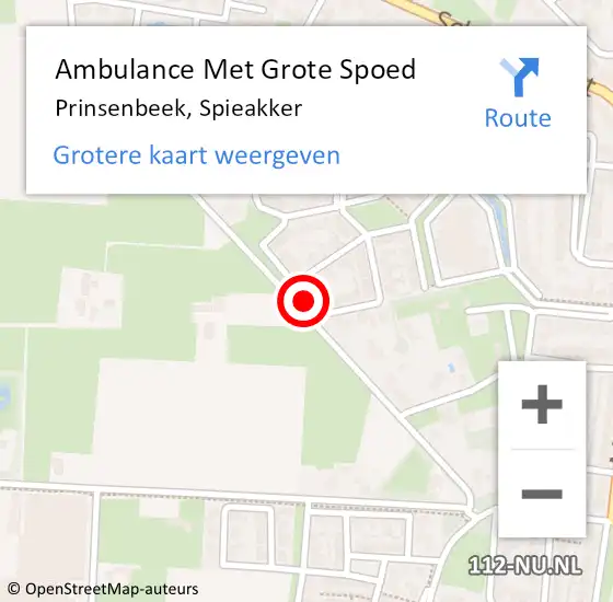 Locatie op kaart van de 112 melding: Ambulance Met Grote Spoed Naar Prinsenbeek, Spieakker op 15 maart 2019 08:28