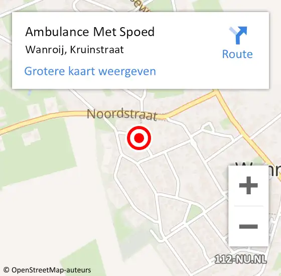 Locatie op kaart van de 112 melding: Ambulance Met Spoed Naar Wanroij, Kruinstraat op 15 maart 2019 09:07