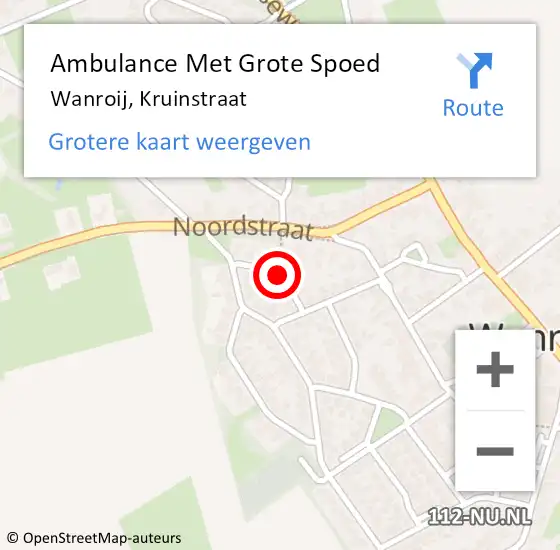 Locatie op kaart van de 112 melding: Ambulance Met Grote Spoed Naar Wanroij, Kruinstraat op 15 maart 2019 09:11