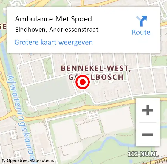 Locatie op kaart van de 112 melding: Ambulance Met Spoed Naar Eindhoven, Andriessenstraat op 15 maart 2019 09:55
