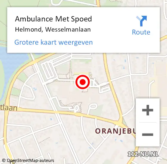 Locatie op kaart van de 112 melding: Ambulance Met Spoed Naar Helmond, Wesselmanlaan op 15 maart 2019 10:58