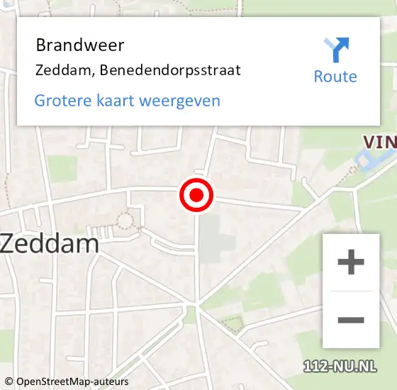 Locatie op kaart van de 112 melding: Brandweer Zeddam, Benedendorpsstraat op 15 maart 2019 11:48
