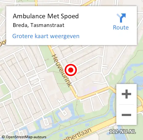 Locatie op kaart van de 112 melding: Ambulance Met Spoed Naar Breda, Tasmanstraat op 15 maart 2019 12:15
