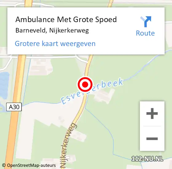 Locatie op kaart van de 112 melding: Ambulance Met Grote Spoed Naar Barneveld, Nijkerkerweg op 15 maart 2019 12:32