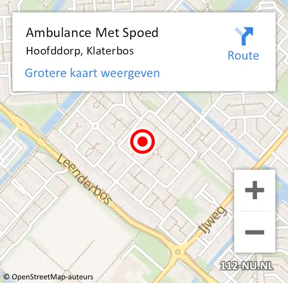 Locatie op kaart van de 112 melding: Ambulance Met Spoed Naar Hoofddorp, Klaterbos op 15 maart 2019 12:44