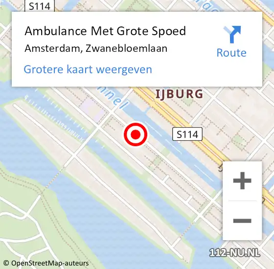 Locatie op kaart van de 112 melding: Ambulance Met Grote Spoed Naar Amsterdam, Zwanebloemlaan op 15 maart 2019 13:07