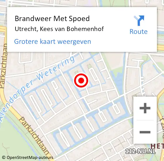 Locatie op kaart van de 112 melding: Brandweer Met Spoed Naar Utrecht, Kees van Bohemenhof op 15 maart 2019 13:14