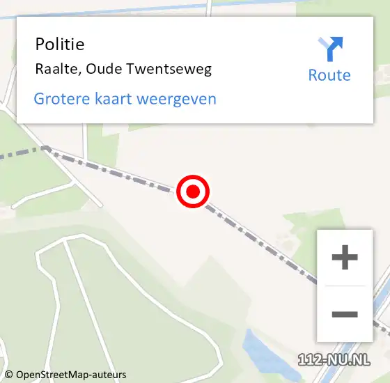 Locatie op kaart van de 112 melding: Politie Raalte, Oude Twentseweg op 15 maart 2019 14:40