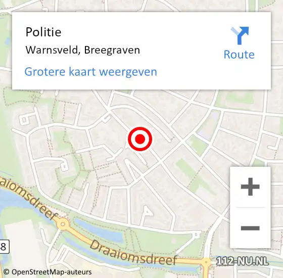 Locatie op kaart van de 112 melding: Politie Warnsveld, Breegraven op 15 maart 2019 14:48