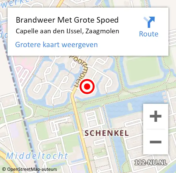 Locatie op kaart van de 112 melding: Brandweer Met Grote Spoed Naar Capelle aan den IJssel, Zaagmolen op 15 maart 2019 16:04
