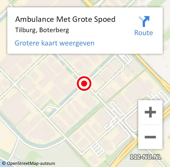 Locatie op kaart van de 112 melding: Ambulance Met Grote Spoed Naar Tilburg, Boterberg op 15 maart 2019 16:52
