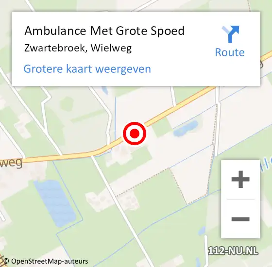 Locatie op kaart van de 112 melding: Ambulance Met Grote Spoed Naar Zwartebroek, Wielweg op 15 maart 2019 16:53