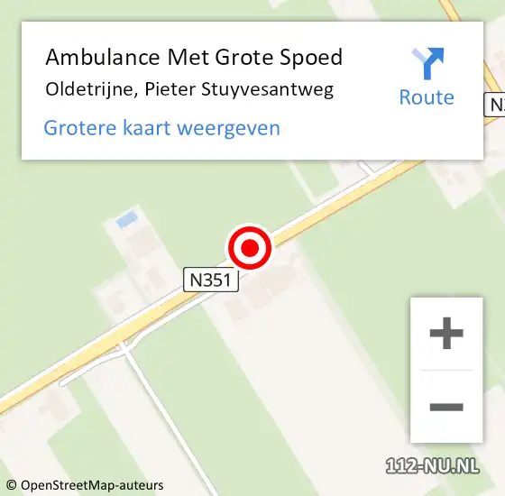 Locatie op kaart van de 112 melding: Ambulance Met Grote Spoed Naar Oldetrijne, Pieter Stuyvesantweg op 15 maart 2019 17:31
