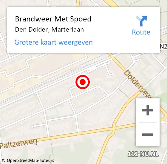 Locatie op kaart van de 112 melding: Brandweer Met Spoed Naar Den Dolder, Marterlaan op 15 maart 2019 17:33