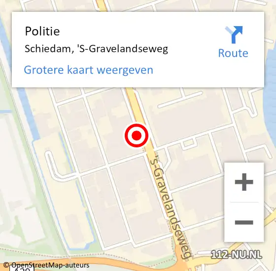 Locatie op kaart van de 112 melding: Politie Schiedam, 'S-Gravelandseweg op 15 maart 2019 17:34