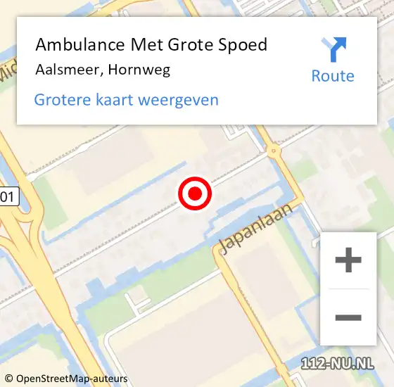 Locatie op kaart van de 112 melding: Ambulance Met Grote Spoed Naar Aalsmeer, Hornweg op 15 maart 2019 17:38